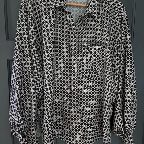 Ladies In The Style Geometric Print Ballon Long Sleeve Blouse Shirt Size 18 - Picture 6 of 10